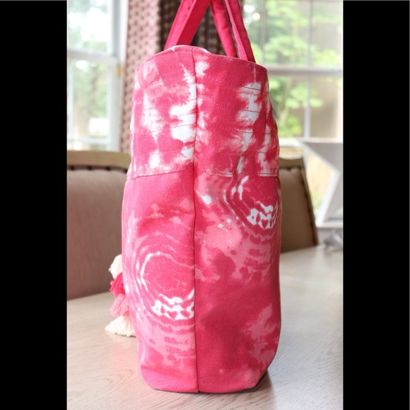 NO BOUNDARIES PINK/WHITE CANVAS TOTE - Picture 5 of 9